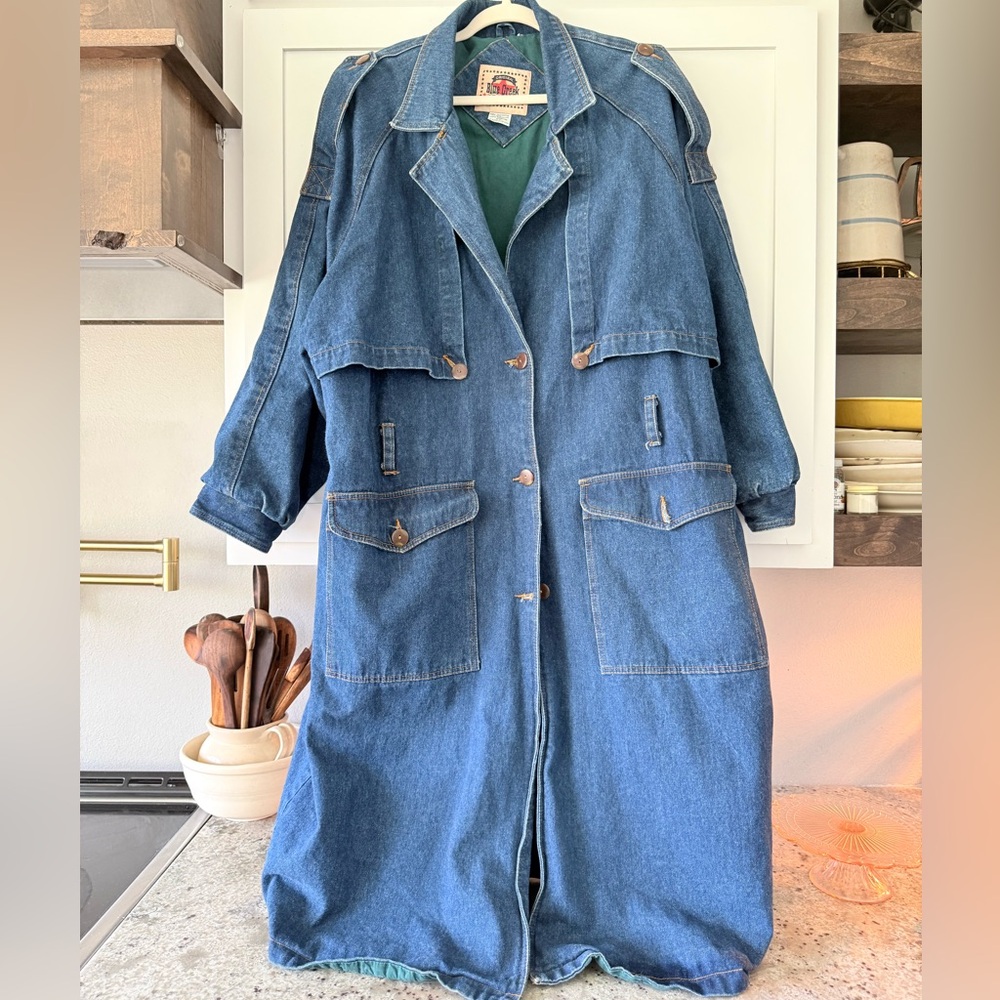 Vintage Big Creek Denim Trench Coat| Oversized Long Jacket| Western Duster